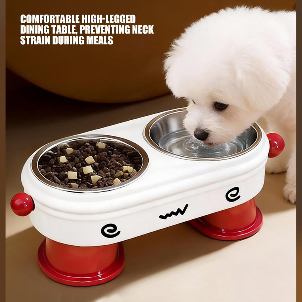 Raised Dog Bowl 2-in-1 Anti-Slip Tilted Feeder Dish Dog Bowl Stand For Puppy Feeding Cats Kitten Small Pets Indoor Outdoor