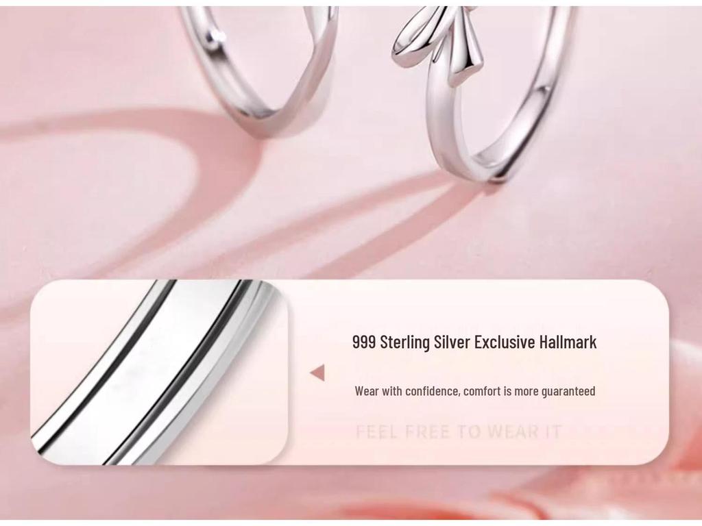 999 Silber Schleife Partnerringe für Männer & Frauen: Trendige Eheringe in leichtem Luxus, perfektes Geschenk zum Geburtstag oder zu Weihnachten für die Freundin.