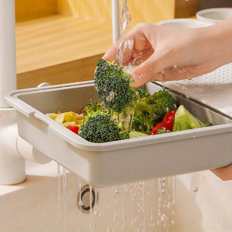 6 in 1 Multi Functional Kitchen Cutting Board with Stainless Steel Slicer, Draining Basket , BPA Free Plastic, Dishwasher Safe, Non-Slip Base