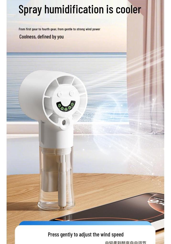 Portable Handheld Mini Fan and Humidifier: Neck Hanging, Desktop Use, Strong Wind for Outdoor or Home