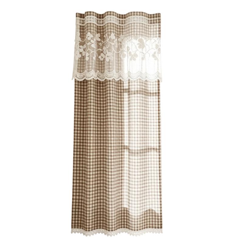 Kitchen Short Curtain Panel with Top, Light Filtering Polyester Privacy Panel and Trim Accent Style Window Drape