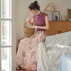 Simpeulleteulo Sr_Print Pleated Pink Floral Skirt