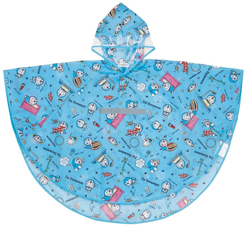Skater Kids' Rain Poncho, Doraemon "I'm Doraemon" Secret Gadget Raincoat, Suitable for Children Height 110-125cm (RAPO1)