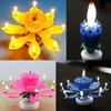 Bougie d'Anniversaire - Multicolore - Fleur Lotus - Rotation - Musique - Décoration de Gâteau