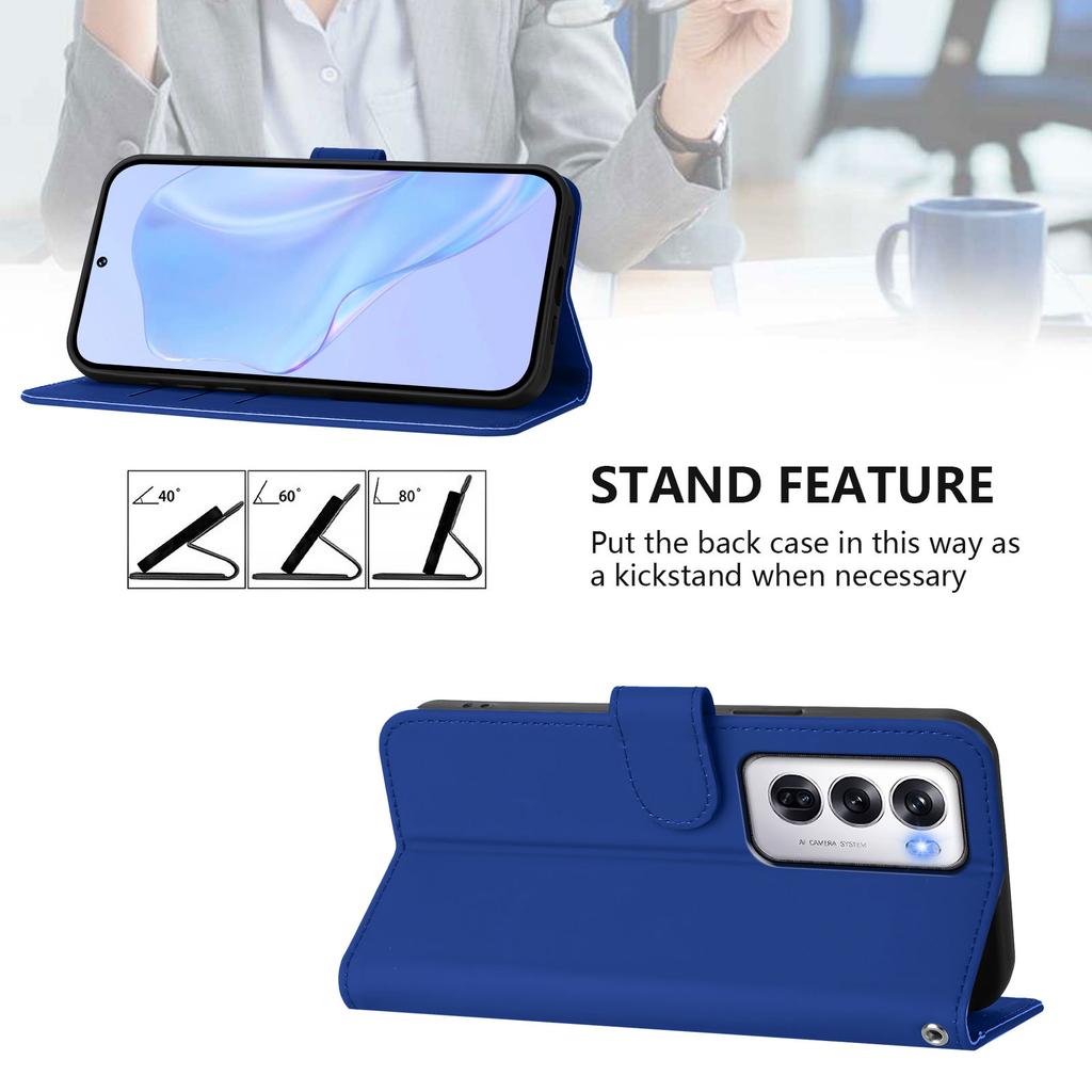 Fashion Magnetic Solid Color Leather Flip Wallet Case for OPPO Reno 12 11 10 9 8 7 5 Pro 5G | Stylish Card Slot Cover
