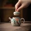 Hand Drawn Beautiful Flower Teapot Tea Maker Tea Kettle Tea Ceremony Lady Tea Set Kungfu Tea Set Ball Hole Filtration Single Pot