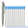 Portable Twist Tiny Ballpoint Pen Set Pocket-Sized Pen + 10 Black/Blue Ink Refills 0.7mm Point Metal Pocket Ballpen Travel Daily