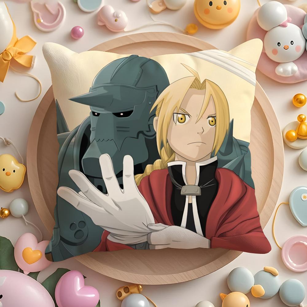 F-ULLMETAL Anime A-ALCHEMIST Cushion Cover Home & Car Multi-Scene Pillow Cover - Reversible, Soft & Durable for Daily Use
