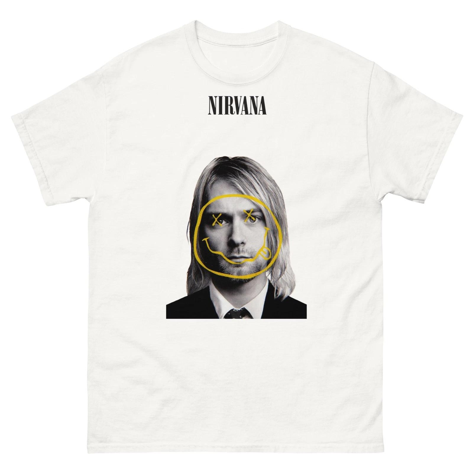 Футболка Nirvana Smiley Portrait Винтажная гранж-футболка Y2K Рок-графика 3XL