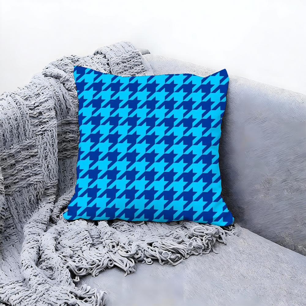 Chic Houndstooth Pattern Style Cushion Cover Premium Comfort Reversible Pillow Cove In One Design For Any Room & Car Interior