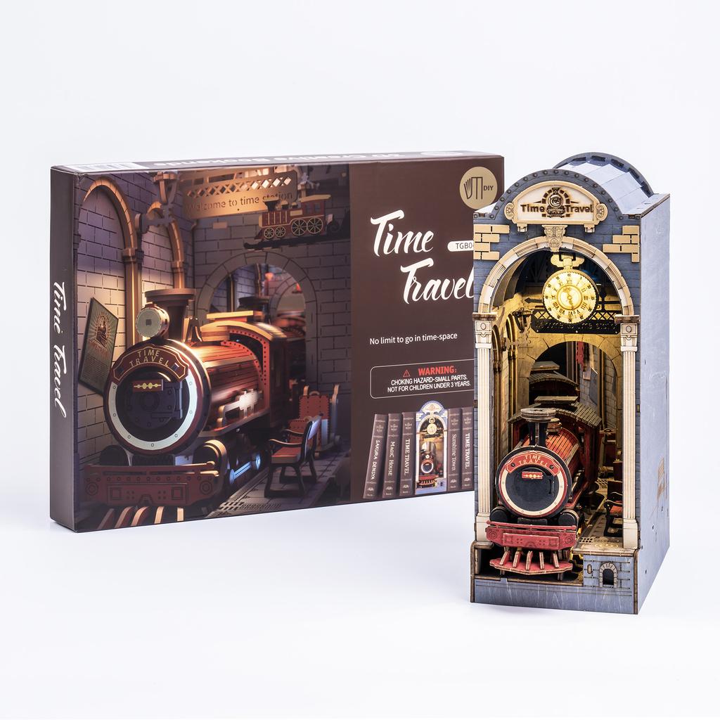Robotime Rolife DIY Dollhouse Book Nook Time Travel 3D Wooden Puzzle Booknook for Bookshelf Insert Decor - TGB04