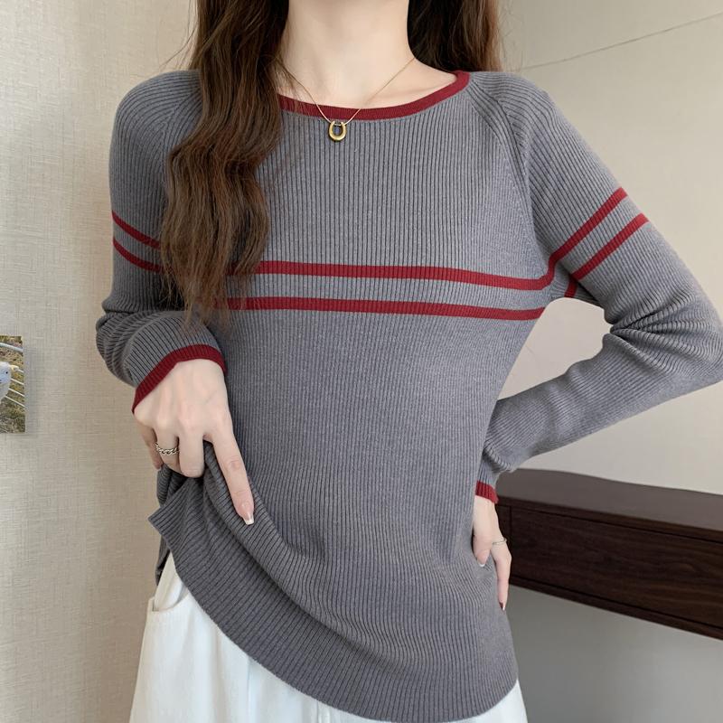 

Женские свитера, пуловеры 2025 Осень-Зима, длинный рукав, круглый вырез, повседневный вязаный свитер, женские топы, пуловер JJ92 One Size серый