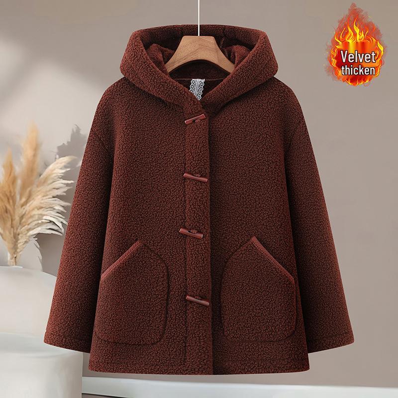 Women's Plus Size Lambswool Hooded Fleece Cardigan