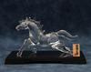 Glass Square Good Fortune Prayer Glass Horse Running - A Symbol of Vitality, Action, and Energy To Enhance Success (Large) Running Glass with Display