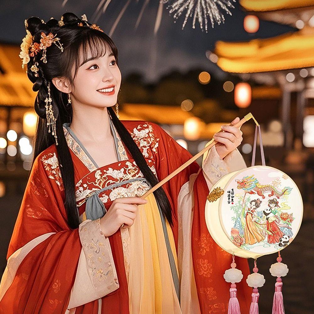 Craft Lantern Handmade DIY Pack Round Hand-held LED Lamp  Festival Celebration
