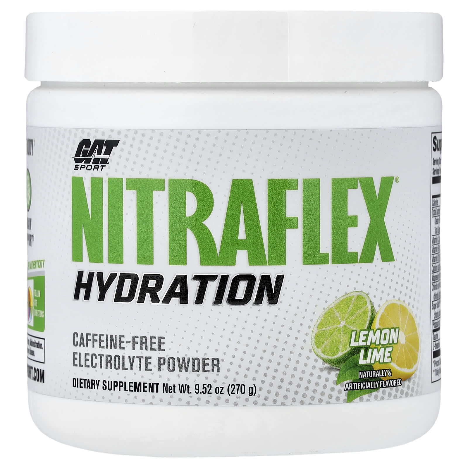 

GAT, Sports, Nitraflex® Hydration, Lemon Lime Flavor, 9.52 oz (270 g)