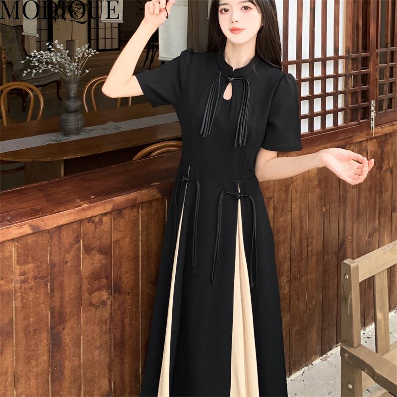 MODIQUE Sommer Plus Größe Neue Lange Kleid Shirt Frauen Lose Grundlagen Vintage Baumwolle A-Line Kleid Casual Solide Weibliche Kleider oansatz Kurzarm
