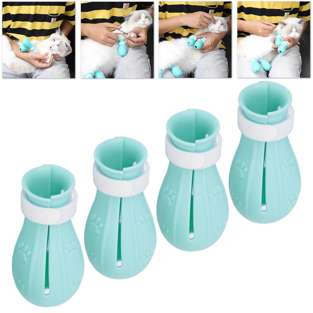 Cat Booties AntiScratch Cat Shoes Silicone Foot Covers Suitable for Pet Hospitals Pet Shops(Single Box Pink 4 Pcs )