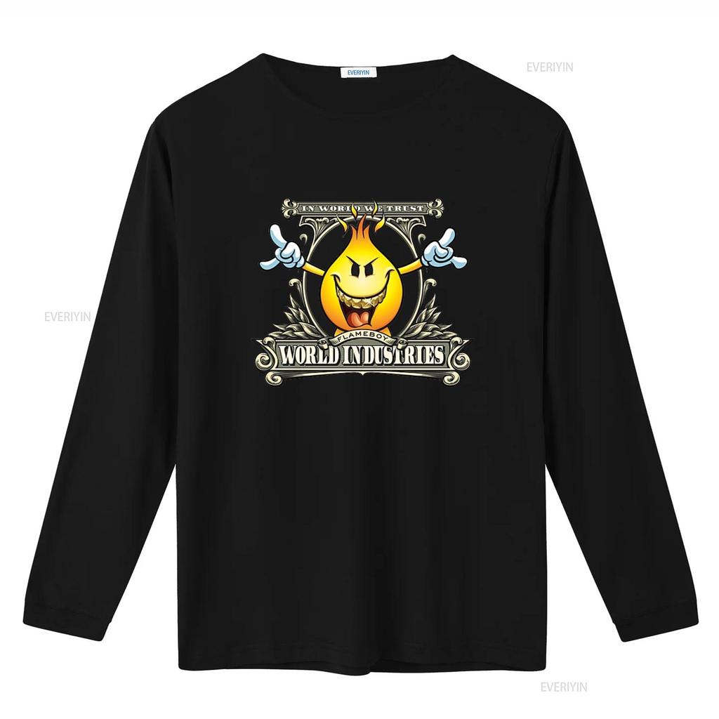 World Industries Flameboy T-shirt Juoda Mažas Dydis Naujas Be Etikečių vintage Skalbtas streetwear dizainerio drabužiai homme Stilingas