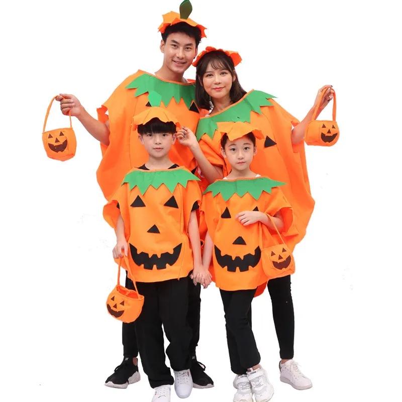 Halloween Costume for Adults and Children Pumpkin Costume Pumpkin Hat Pumpkin Bag Costume Set