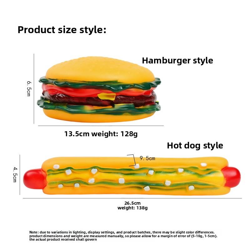 Nuovo Giocattolo per Animali - Giocattolo in Plastica Realistico Sovradimensionato Hot Dog Burger con Funzione Sonora per la Dentizione e l'Intrattenimento per Cani di Taglia Grande.