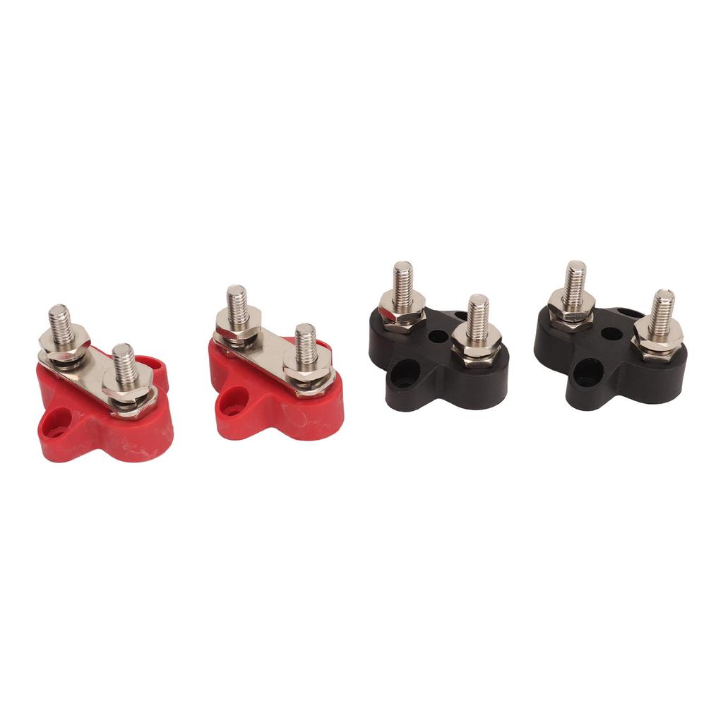 4Pcs Battery Power Stud M6 Dual Distribution Terminal Junction Post Block Bus Bar for Cars RVs Boats Trucks DC 12 To 48V