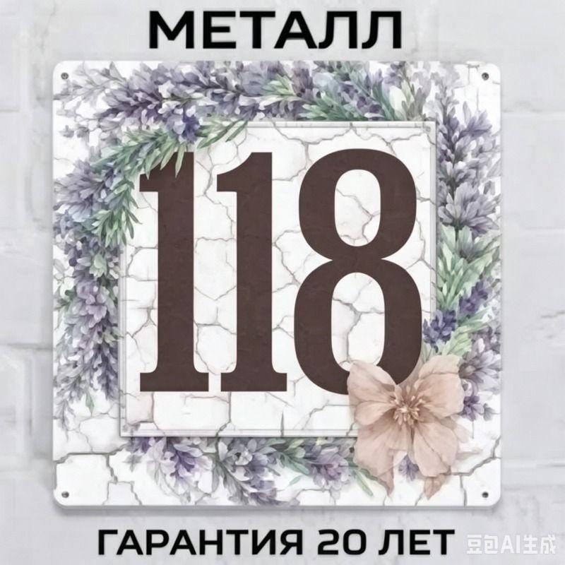 Metallhausnummernschild im Landhausstil Lavendel 20x20cm