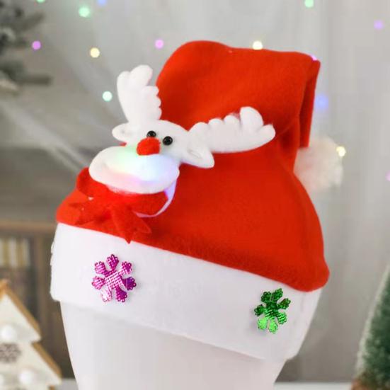 Unisex Christmas Hat Children New Year Party Beanie Battery-operated Luminous LED Light-Up