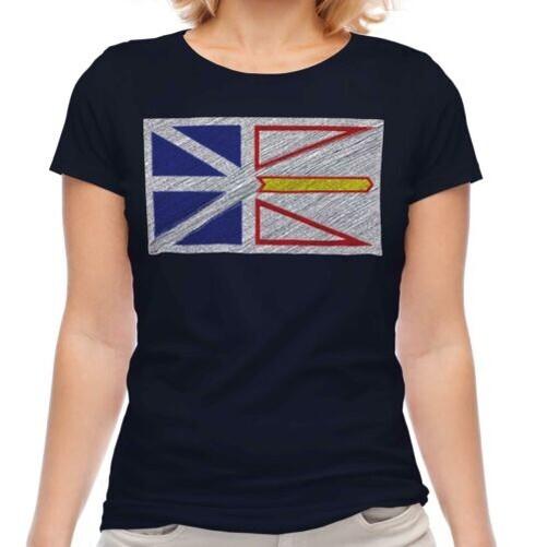 

Newfoundland And Labrador State Scribbling Flag Women T-Shirt Gift 4XL