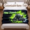 Motorcycle Biker Theme Soft Blanket Personalized Custom Name Text Print Warm Blanket Home Sofa Bedroom Decor
