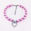 Fashion Pet Puppy Dog Cat Piggy Pearl Necklace Pet Accessories Love PendantPets Dogs Cats Collar