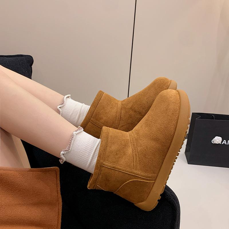 Women's Thick Bottom Short Winter Lightweight Warm Fur Integrated Plush Snow Boots Non-slip Wear Casual Sports Cotton Boots