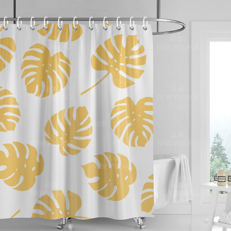 

Домашние шторки для душа ванная Декора водонепроницаемая ткань нескользящий коврик для ванной водопоглощающая штора Современный скандинавский простой растение 90x180cm