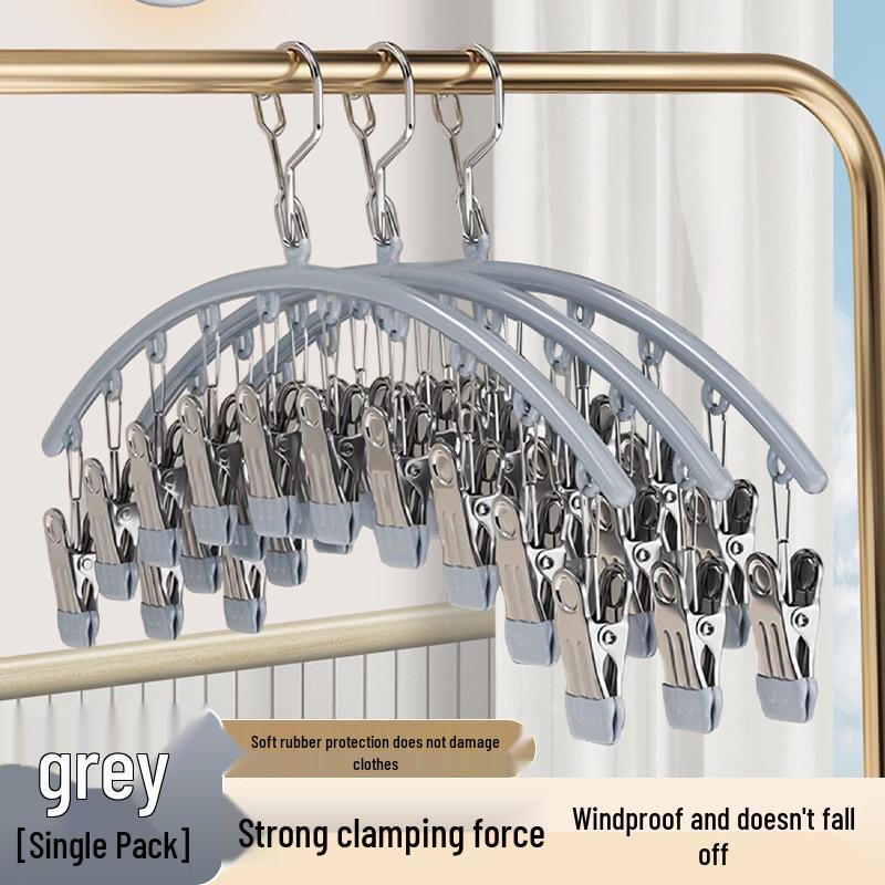 Stainless Steel Windproof Sock Clips & Multi-Functional Drying Hanger
