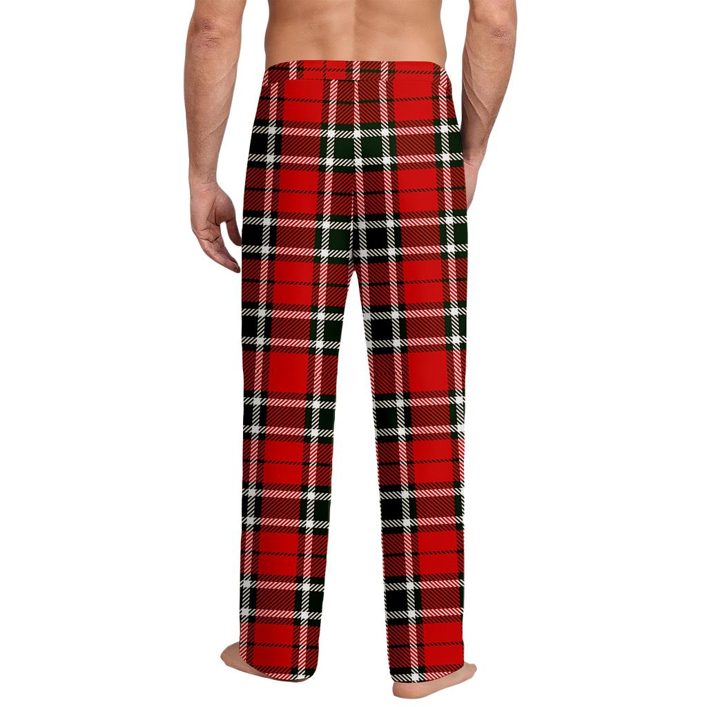 Herr Dragsko Ficka Lediga Byxor Rutig Randig Tryck Ficka Lediga Byxor Hem Pyjamasbyxor