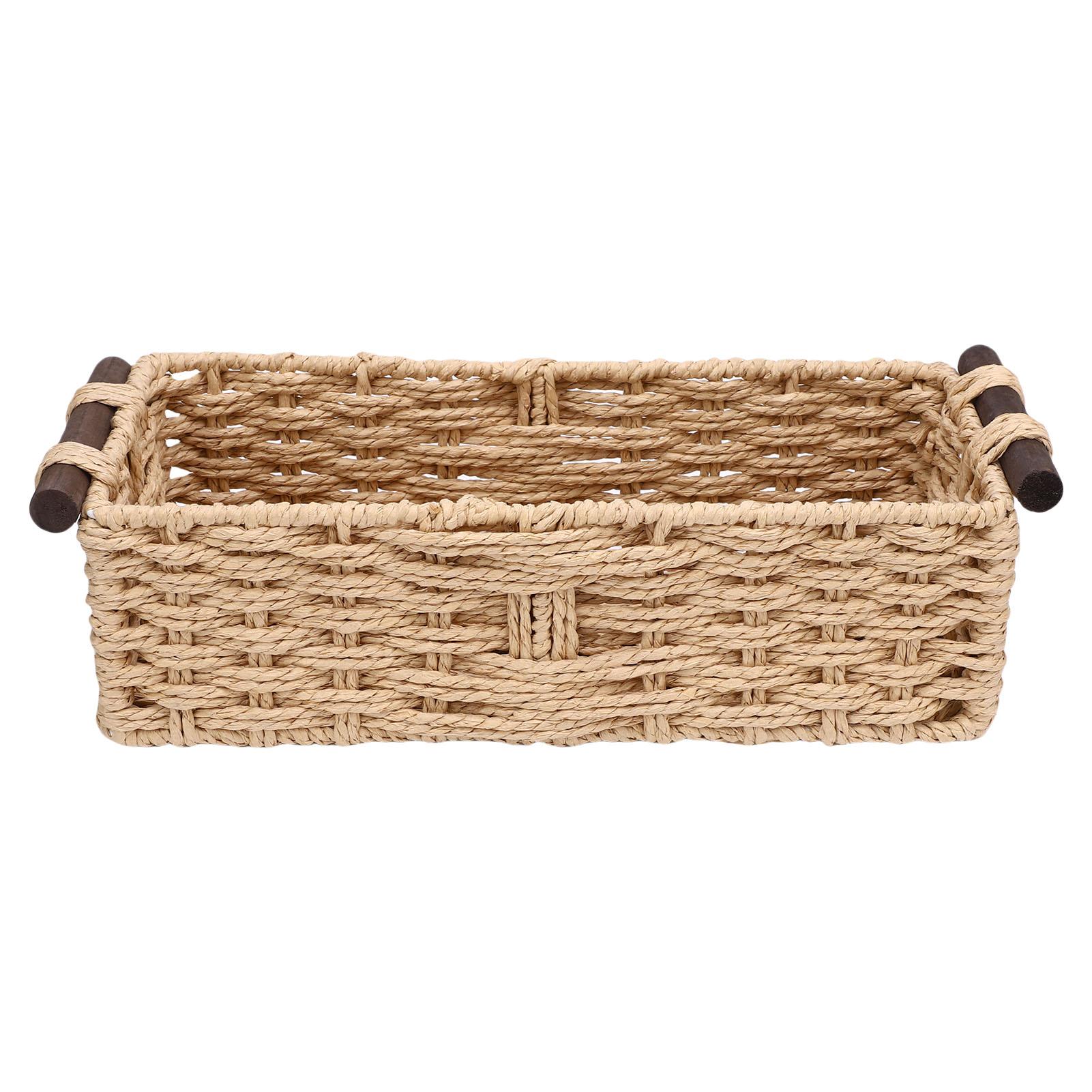 

Household Paper Rope Storage Basket Handmade Woven Decorative Storage Bin Toilet Tank Topper Paper Basket For Shelves Countertop