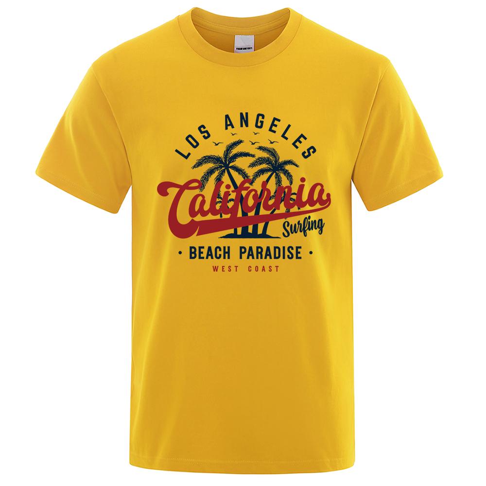 Los Angeles California Beach Paradise Men Tops Fashion Crewneck T-Shirt Breathable Oversize Clothes