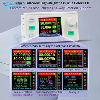 XY8050S 4000W Programmable DC Buck Converter 12-90V To 0-80V 50A MPPT Solar Charging CV CC Step-down Module Color LCD Display