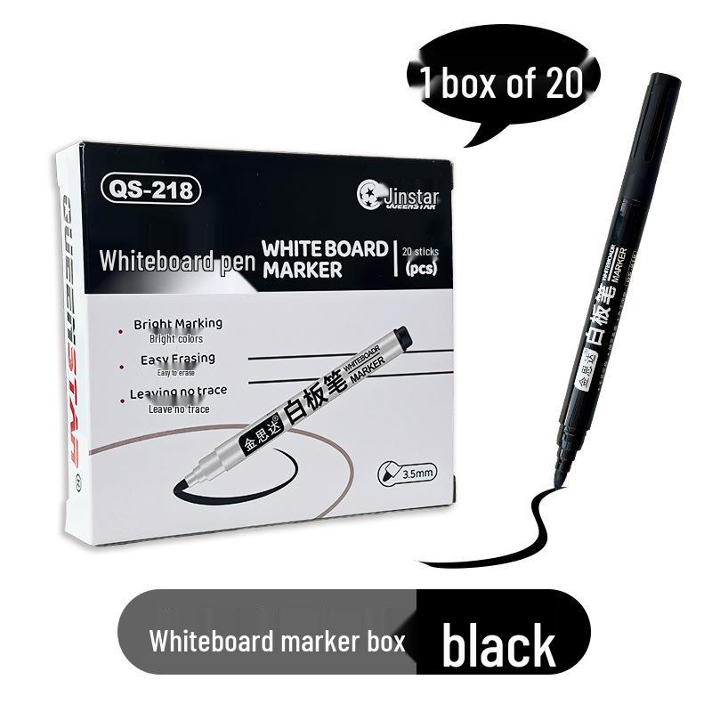 Erasable Black Whiteboard Marker - Large Tip, Quick-Drying, Durable, Oil-Based, High Capacity, Numbering, Office Thick Pen