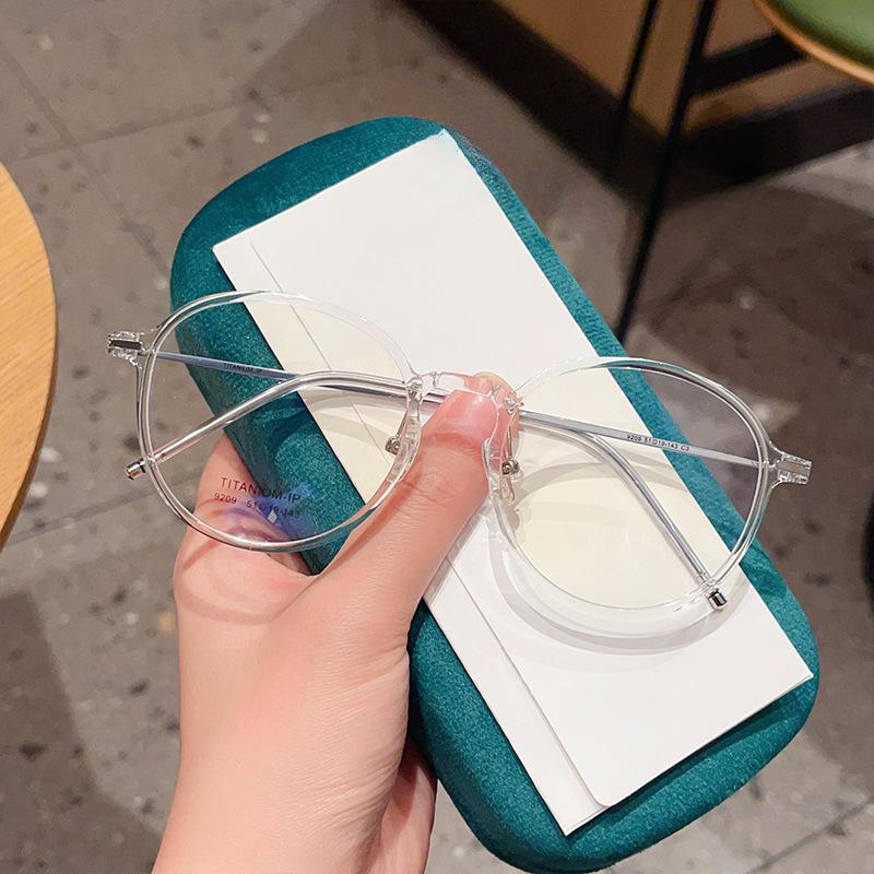 Retro Ultra-Light Titanium Tr90 Titanium Frame round Frame Glasses Frame Transparent Anti-Blue Light