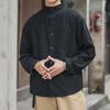 Spring Autumn Long Sleeve Shirt Man Stand Collar Solid Color Single Breasted Loose Casual Coat Korean Style Fashion Tops