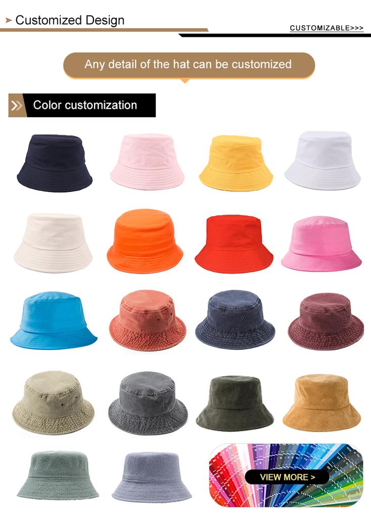 High Quality New Design Breathable and Sweat-Wicking Colorful Cotton Custom Embroidered Bucket Hat for Women