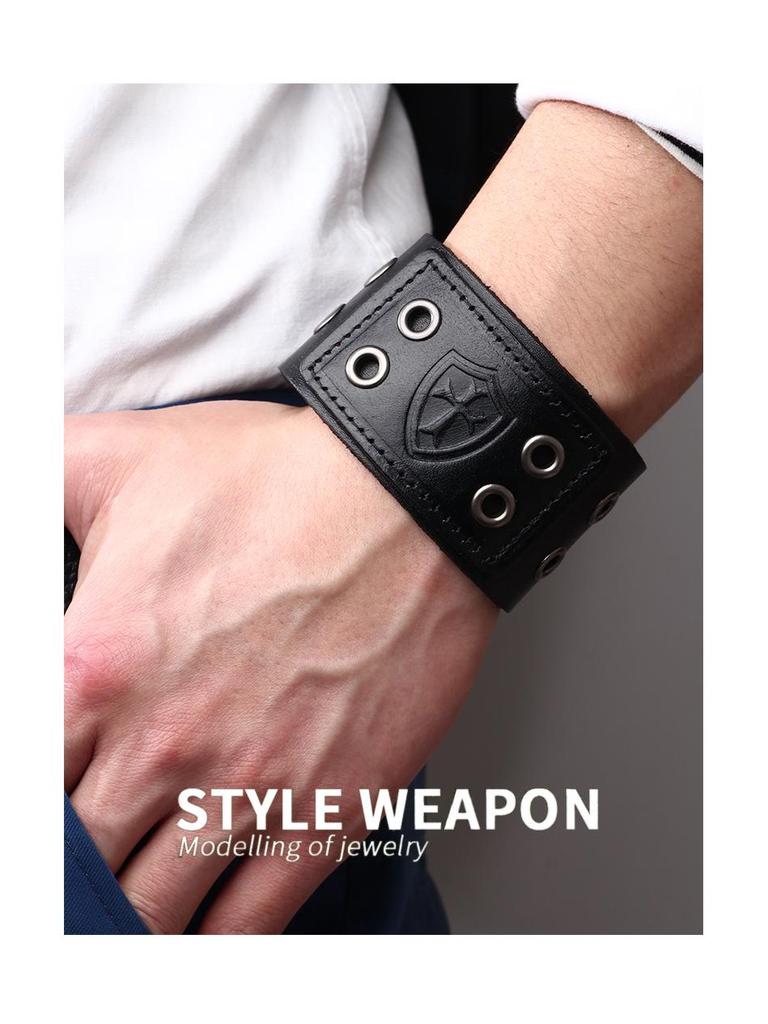 Qinuo Vintage European and American Genuine Leather Bracelet - Classic Simple Design.