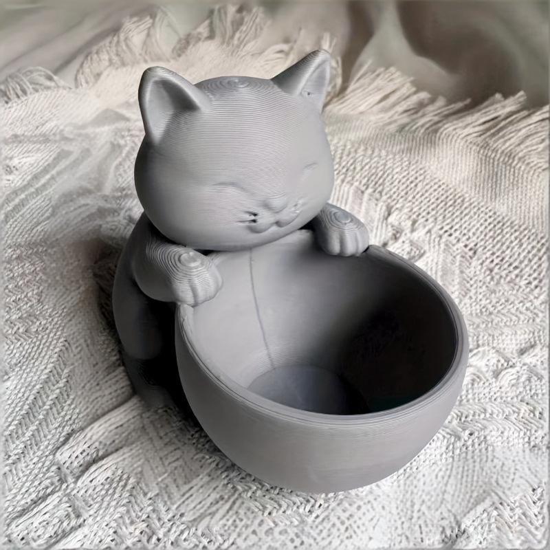 Kattformad Kruka Med Dräneringshål Unikt Designad För Suckulenter Små Blommor Och Kaktusar Sovrum Kontor Skrivbordsdekoration