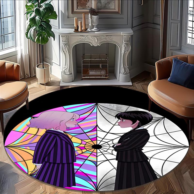 1pc Addams Family Wednesday7 Print Round Carpet Chair Round Carpet Suitable for Bedroom Living Room Home Decorative Carpet