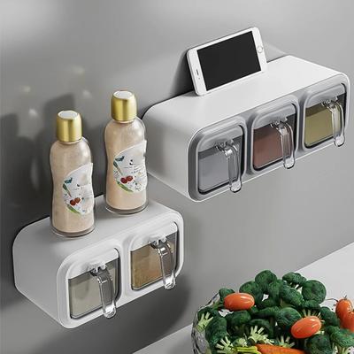 Gewürzbox für die Küche, an der Wand montierte Organizer-Boxen, Gewürztür-Aufbewahrung und Organisationsgläser für Gewürze, Haushaltsgeräte und Garten
