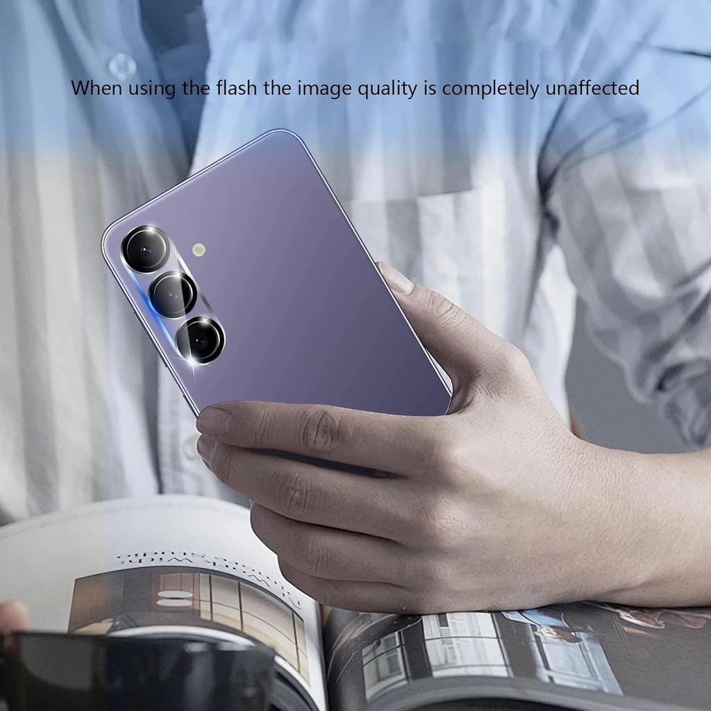 For Samsung Galaxy S24+ Camera Lens Protector Black Ring Silk Printing Tempered Glass Acrylic Lens Film