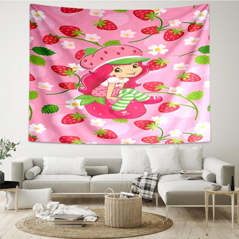 Straw-berry Sweet Moment Quick-Dry Tapestry Hanging for Bedroom,Livingroom, Playroom,Decor Art Room Wall Tapestry Holiday and Birthday Gifts
