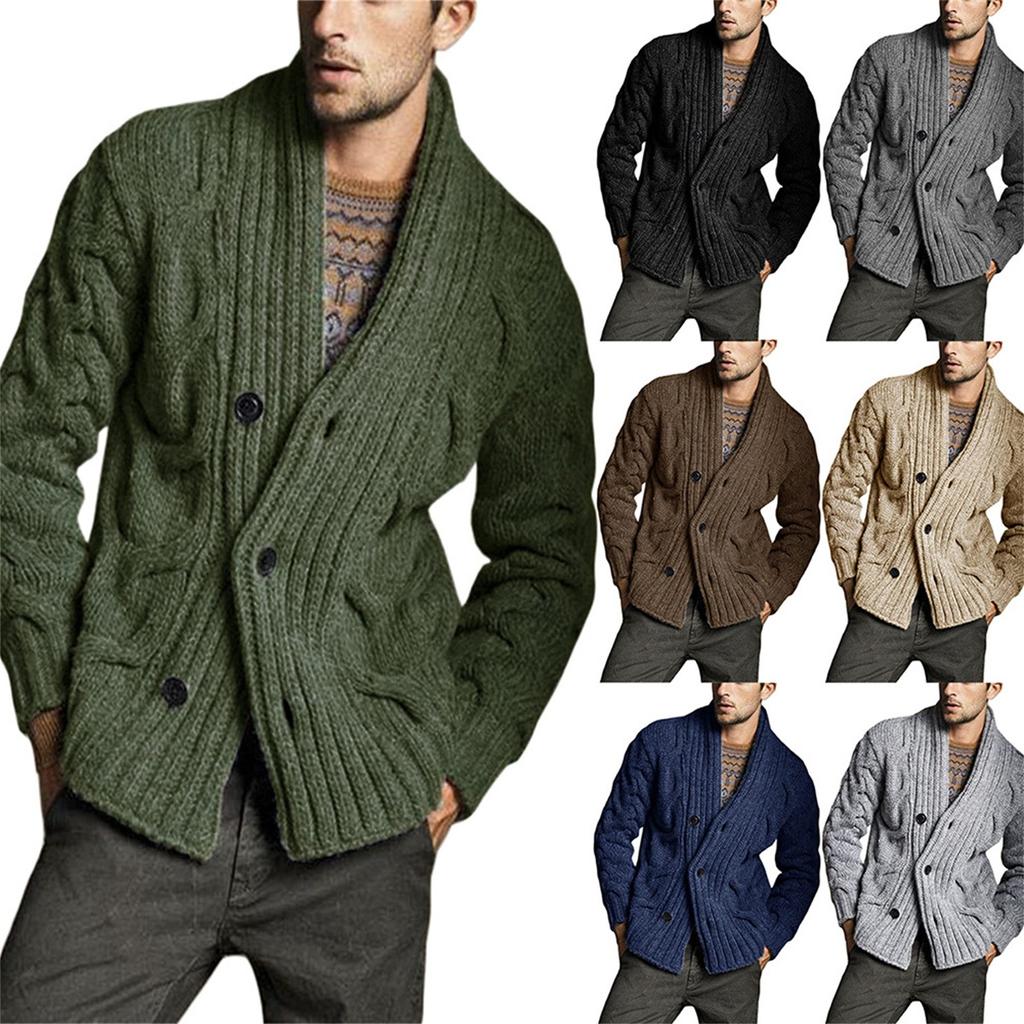 Men's Knitwear Cardigan Multi-Button Sweater Fashion Casual Solid Color High Quality Knitted Long Sleeve Sweater