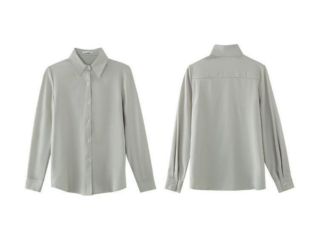 Elegant Women's Green Satin Shirt - Casual Commute Style, Spring Top